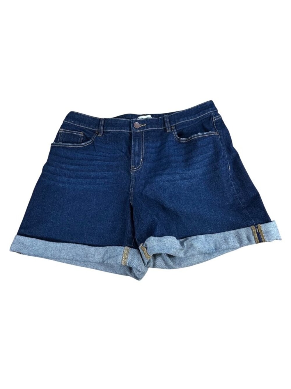 Lane Bryant Cuffed Denim Shorts Women's Size 18 Dark Wash Stretch Cotton Blend